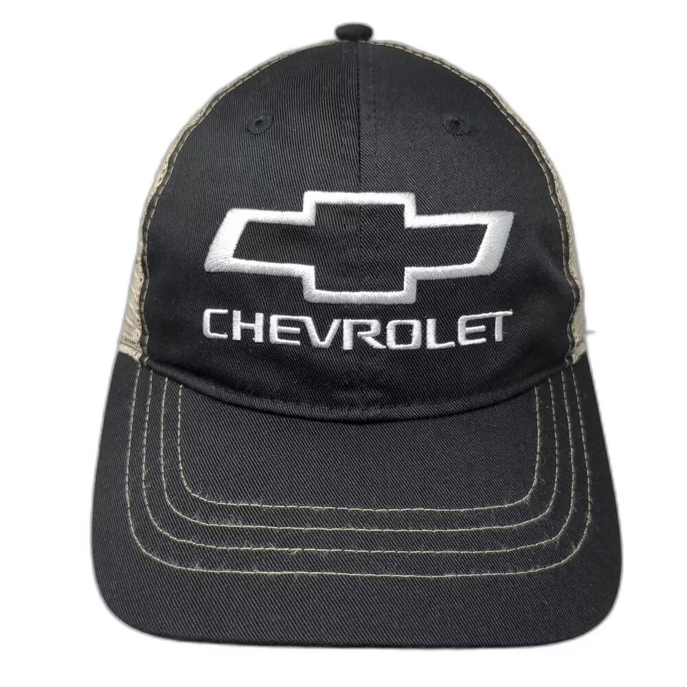 Infinity Trucker Hat Black Beige One Size Chevrolet Logo Embroidered Snapback